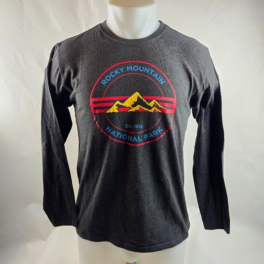 Rocky Mountain National Park Shirt Mens Medium Grey Graphic Long Sleeve Tee